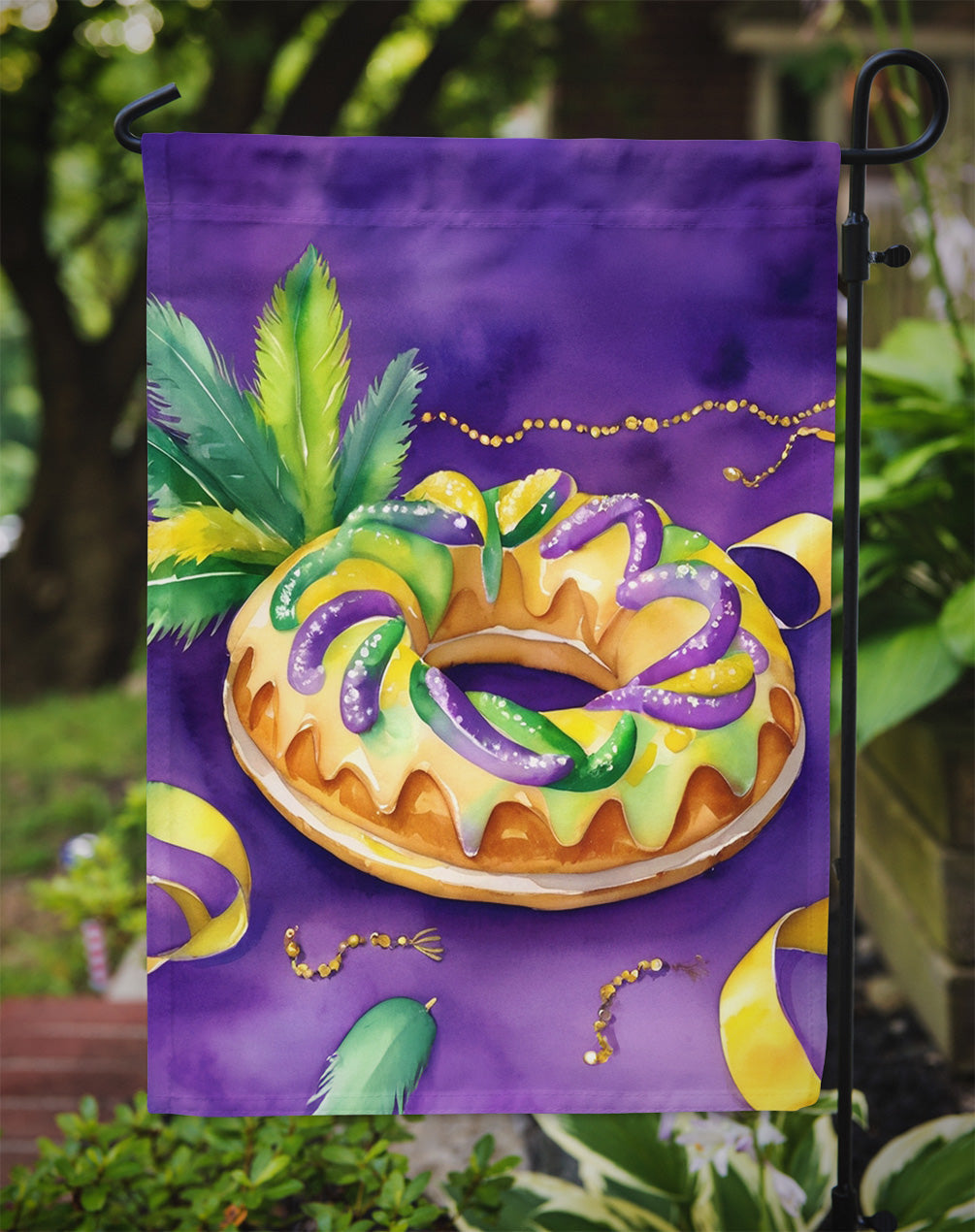 King Cake Mardi Gras Garden Flag Mailbox Decorative Yard Banner Outside Patio Artwork for Flower Beds, Garden Size, Multicolor