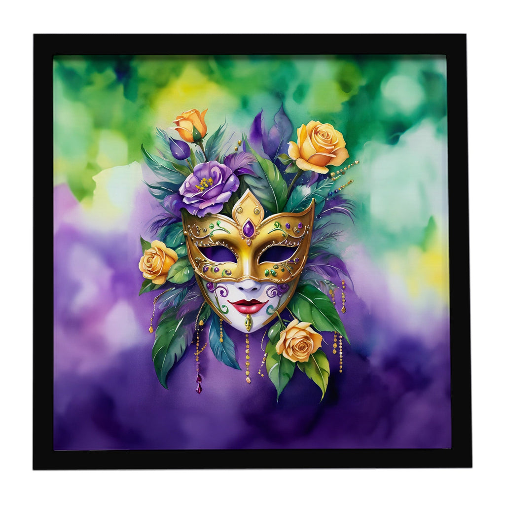 Mask Mardi Gras Framed Metal Print Bathroom, Kitchen, Office, Home Decor Wall Art Ready to Hang, Square, 8X8