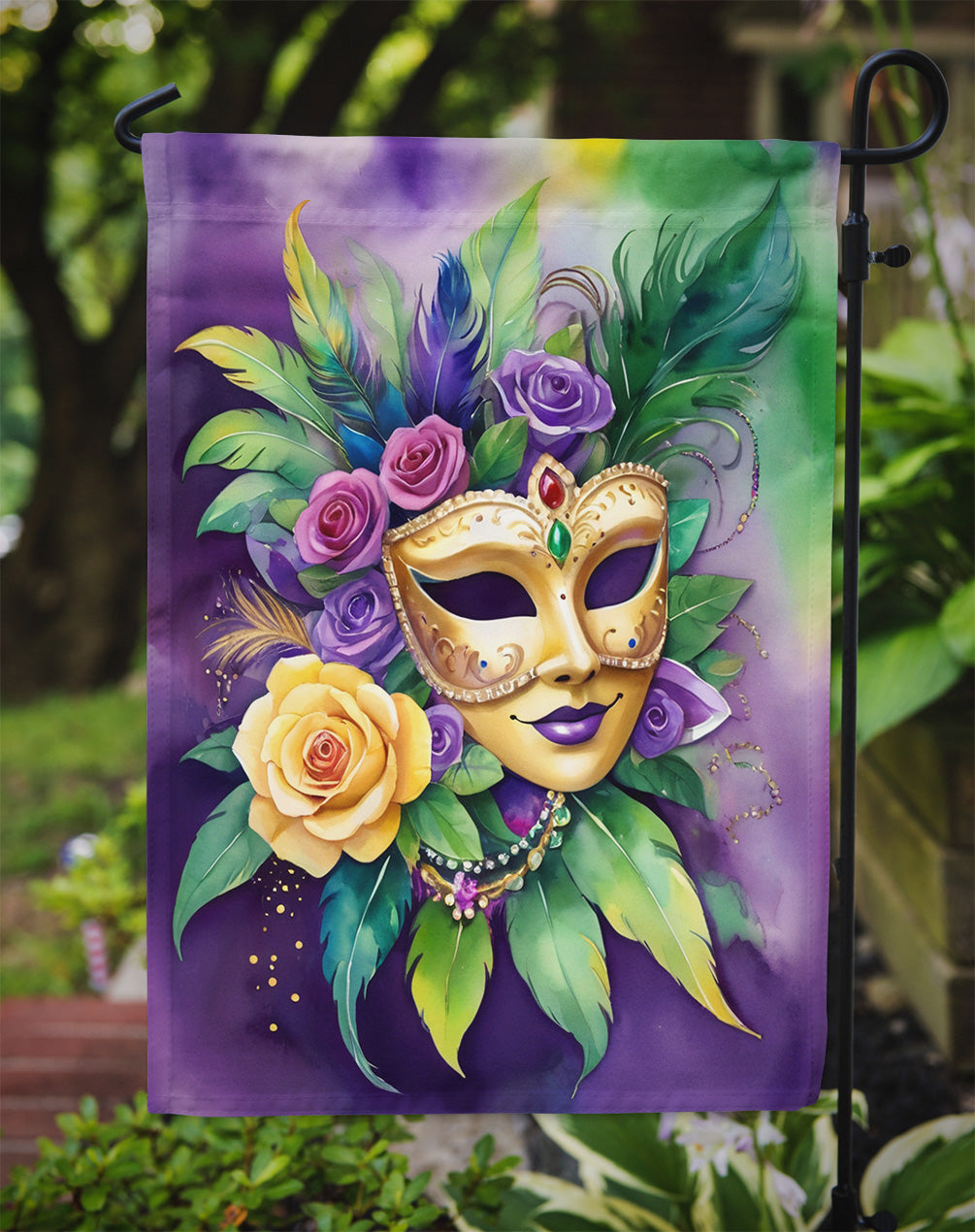 Mask Mardi Gras Garden Flag Mailbox Decorative Yard Banner Outside Patio Artwork for Flower Beds, Garden Size, Multicolor