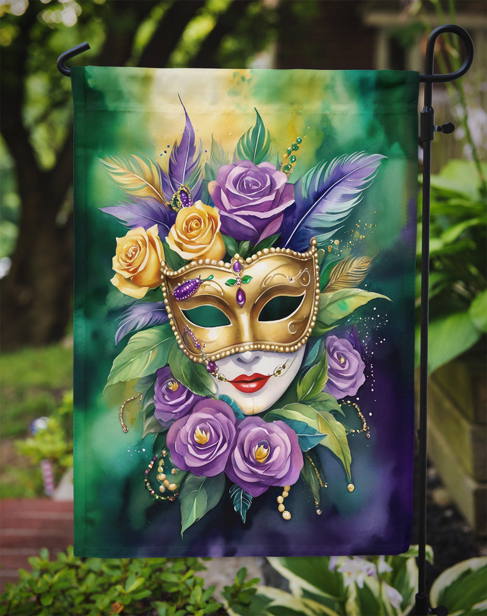 Mask Mardi Gras Garden Flag Mailbox Decorative Yard Banner Outside Patio Artwork for Flower Beds, Garden Size, Multicolor