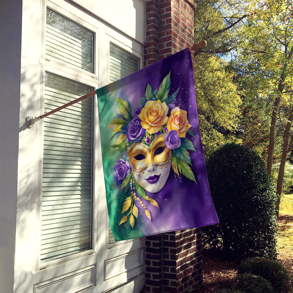 Mask Mardi Gras House Flag 28x40 Porch Sleeve Pole Decorative Outside Yard Banner Artwork Wall Hanging, Polyester