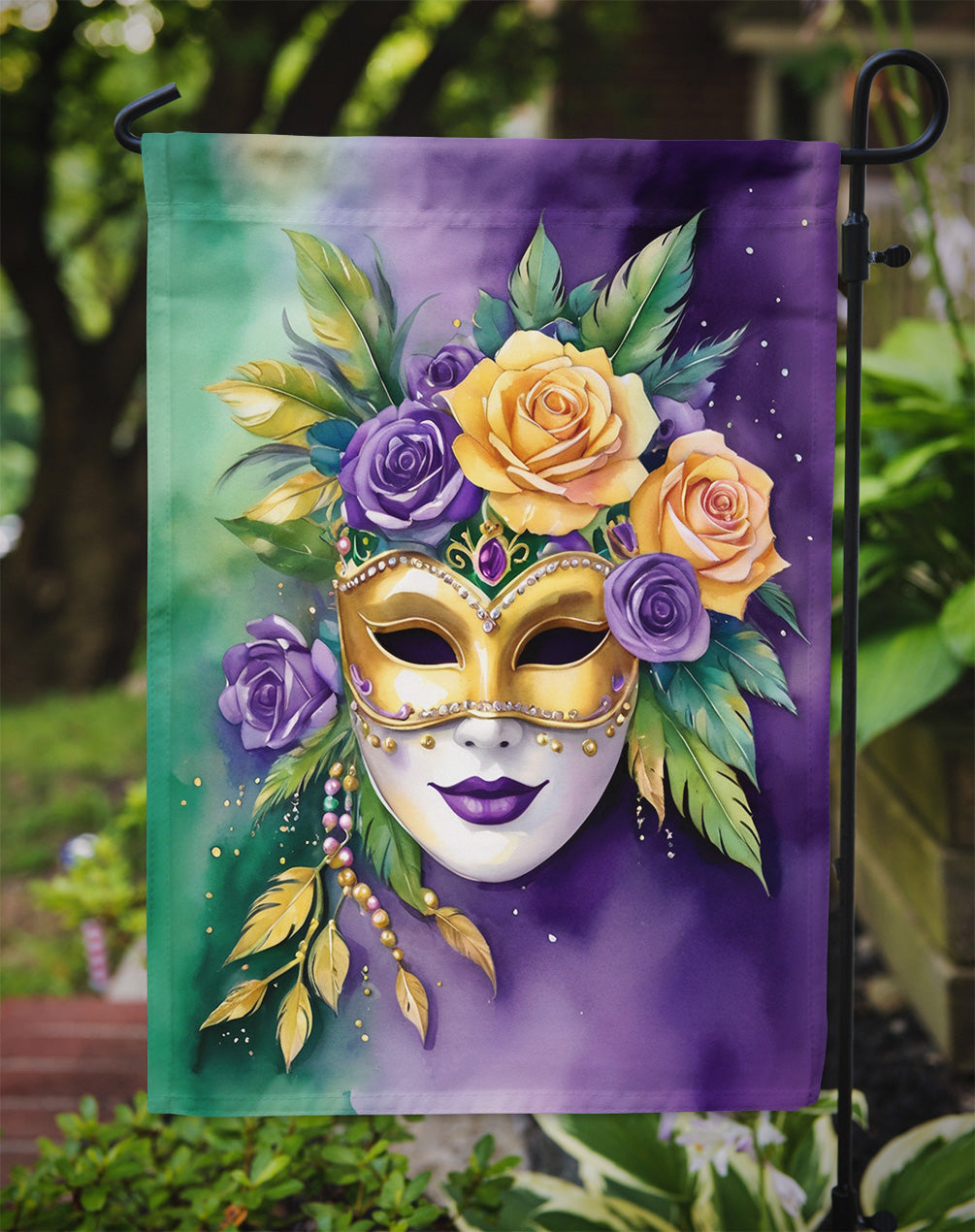 Mask Mardi Gras Garden Flag Mailbox Decorative Yard Banner Outside Patio Artwork for Flower Beds, Garden Size, Multicolor