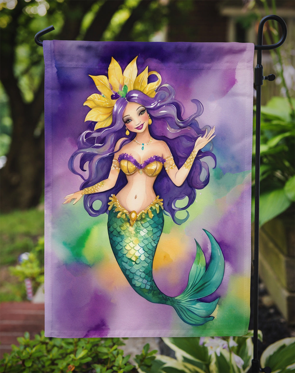 Mermaid Mardi Gras Garden Flag Mailbox Decorative Yard Banner Outside Patio Artwork for Flower Beds, Garden Size, Multicolor