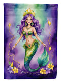 Mermaid Mardi Gras House Flag 28x40 Porch Sleeve Pole Decorative Outside Yard Banner Artwork Wall Hanging, Polyester