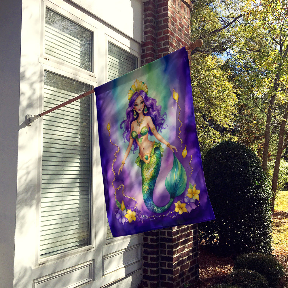 Mermaid Mardi Gras House Flag 28x40 Porch Sleeve Pole Decorative Outside Yard Banner Artwork Wall Hanging, Polyester
