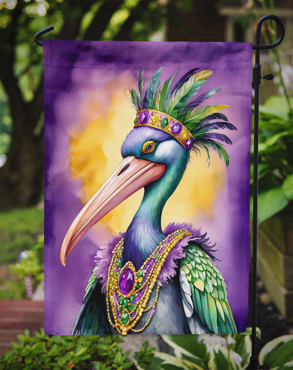 Pelican Mardi Gras Garden Flag Mailbox Decorative Yard Banner Outside Patio Artwork for Flower Beds, Garden Size, Multicolor