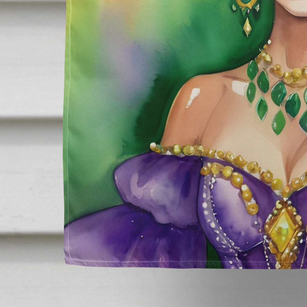 Queen of Mardi Gras House Flag 28x40 Porch Sleeve Pole Decorative Outside Yard Banner Artwork Wall Hanging, Polyester