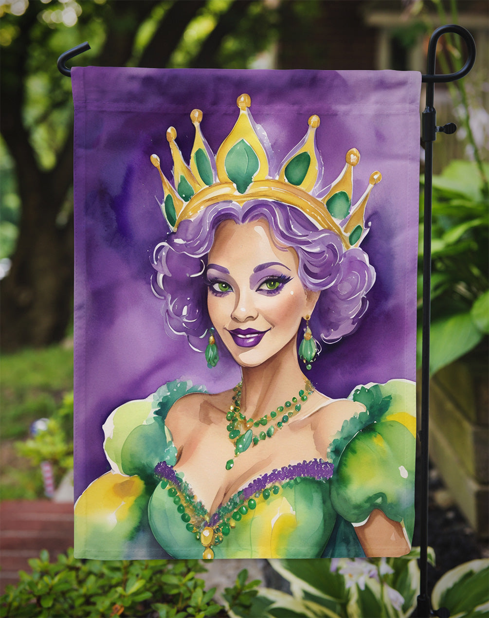 Queen of Mardi Gras Garden Flag Mailbox Decorative Yard Banner Outside Patio Artwork for Flower Beds, Garden Size, Multicolor