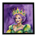 Queen of Mardi Gras Framed Metal Print Bathroom, Kitchen, Office, Home Decor Wall Art Ready to Hang, Square, 8X8
