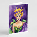 Queen of Mardi Gras Greeting Cards Pack of 8 Blank Cards with Envelopes Whimsical A7 Size 5x7