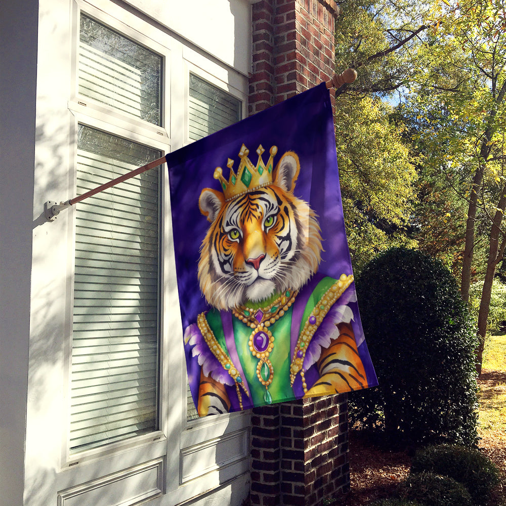 Tiger the King of Mardi Gras House Flag 28x40 Porch Sleeve Pole Decorative Outside Yard Banner Artwork Wall Hanging, Polyester