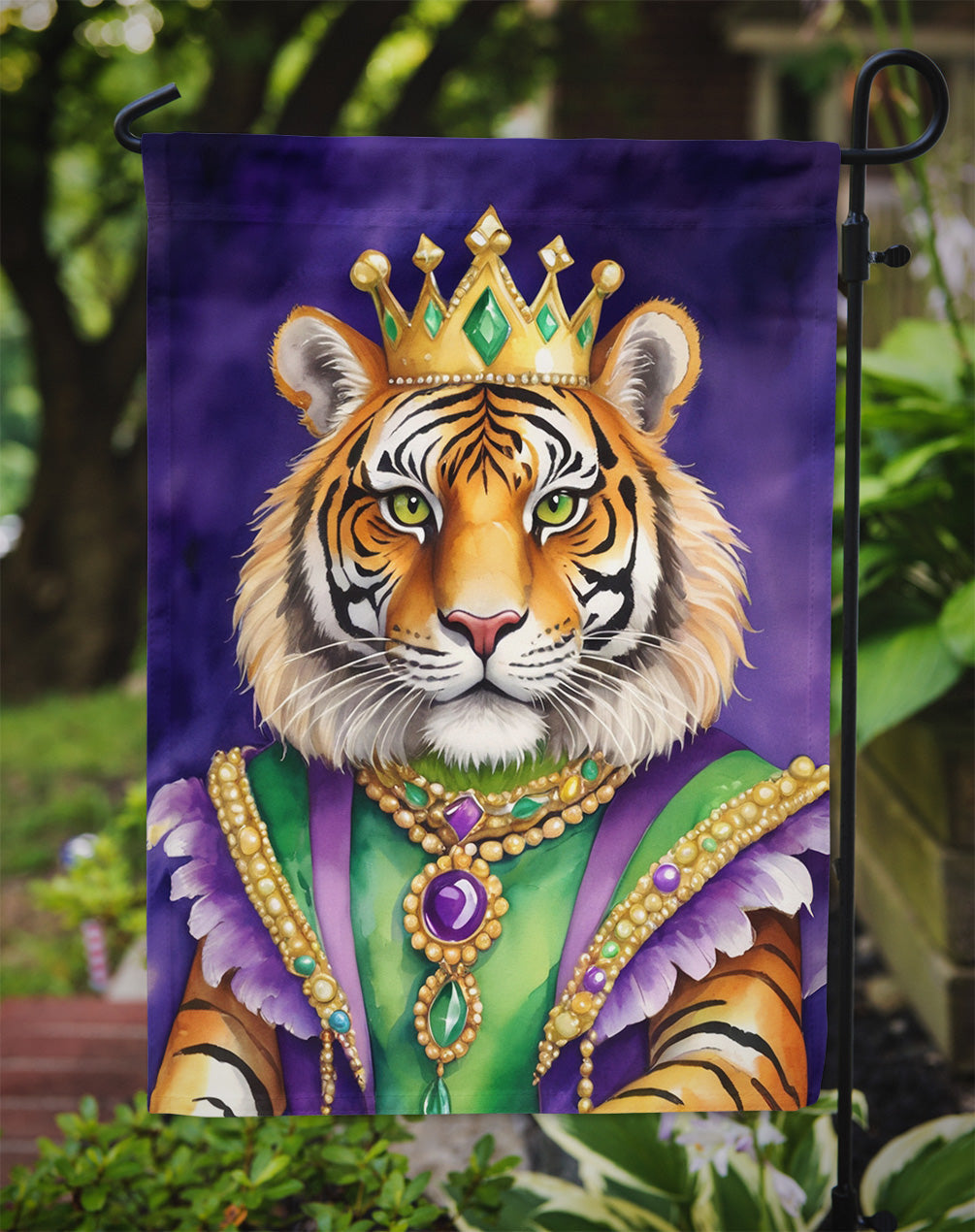 Tiger the King of Mardi Gras Garden Flag Mailbox Decorative Yard Banner Outside Patio Artwork for Flower Beds, Garden Size, Multicolor