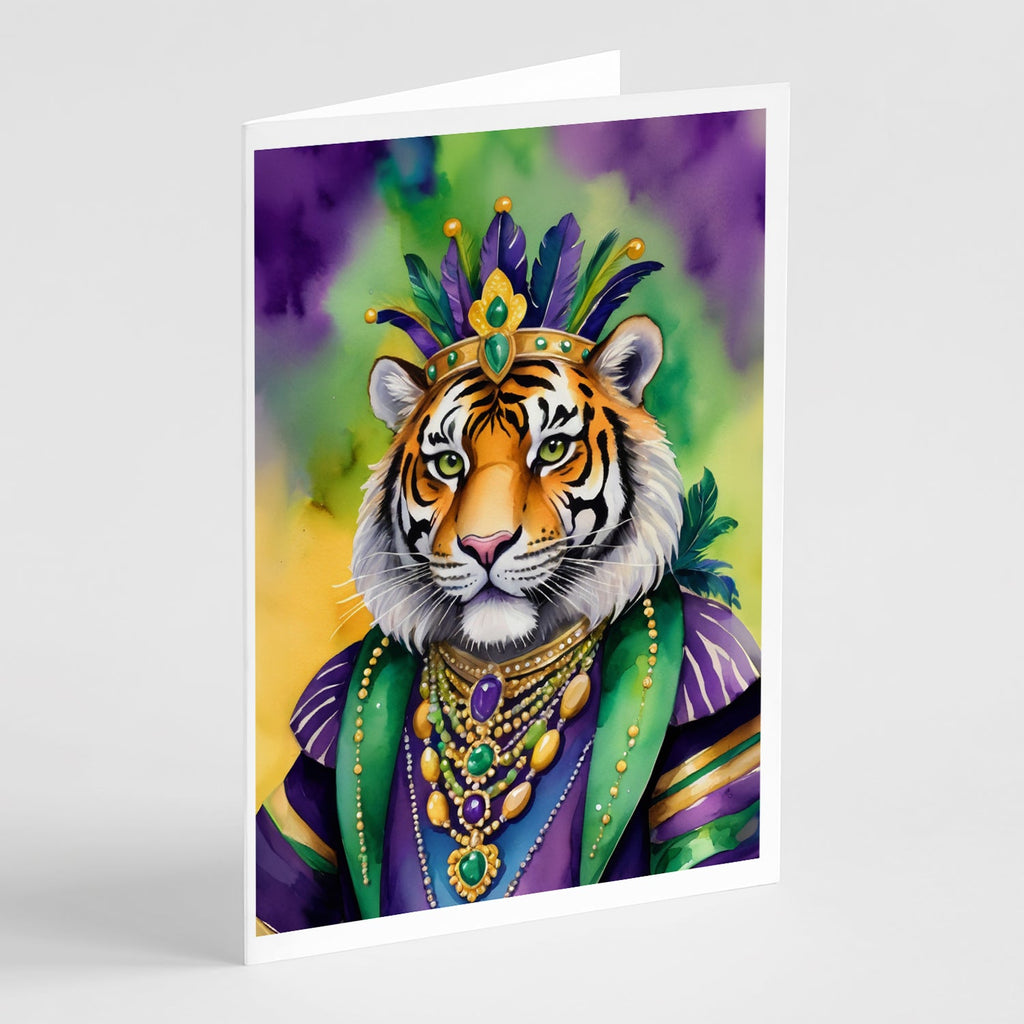 Tiger the King of Mardi Gras Greeting Cards Pack of 8 Blank Cards with Envelopes Whimsical A7 Size 5x7