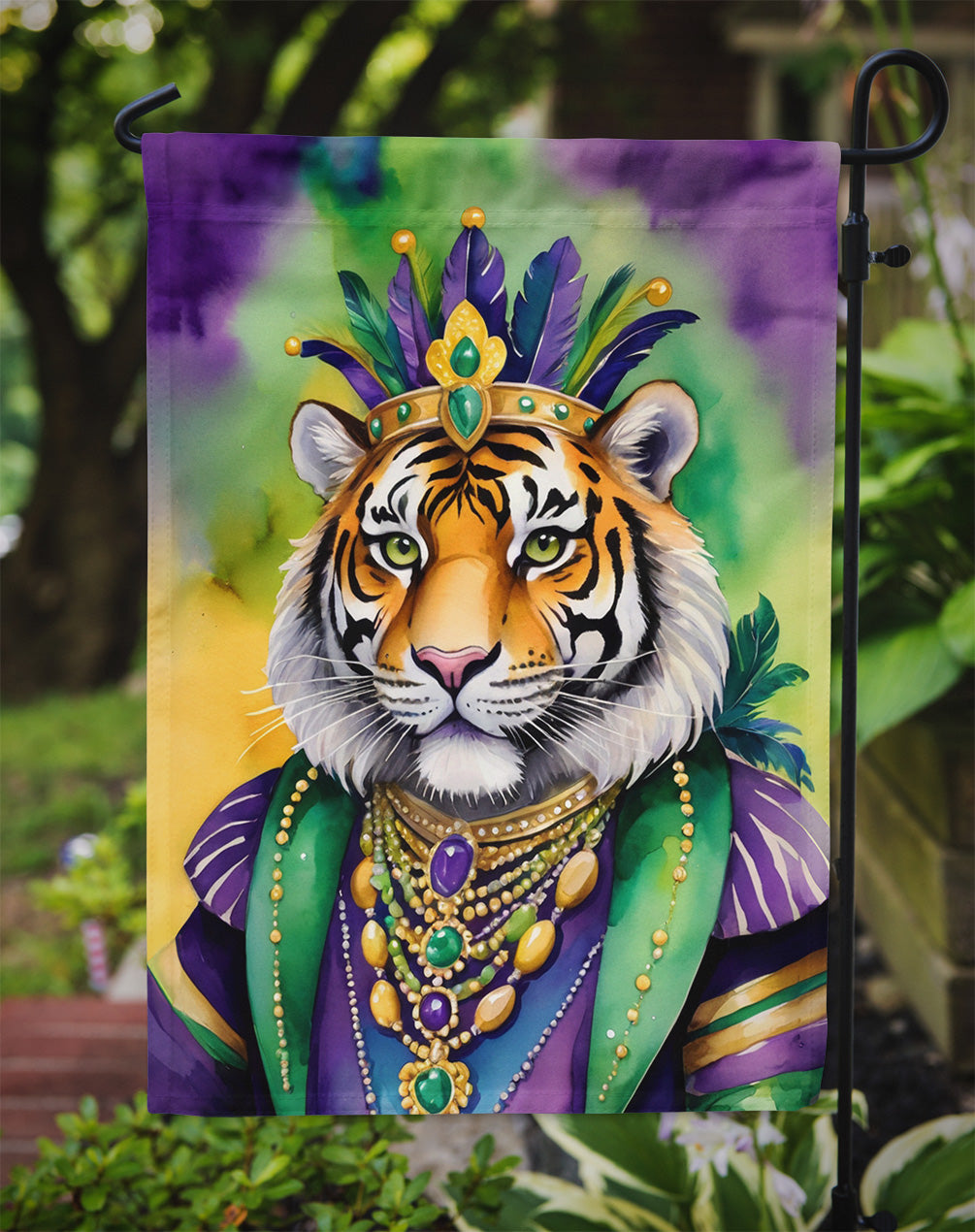 Tiger the King of Mardi Gras Garden Flag Mailbox Decorative Yard Banner Outside Patio Artwork for Flower Beds, Garden Size, Multicolor