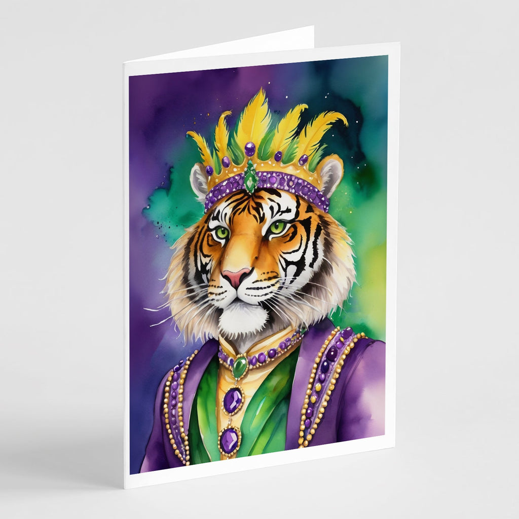 Tiger the King of Mardi Gras Greeting Cards Pack of 8 Blank Cards with Envelopes Whimsical A7 Size 5x7