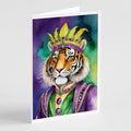 Tiger the King of Mardi Gras Greeting Cards Pack of 8 Blank Cards with Envelopes Whimsical A7 Size 5x7