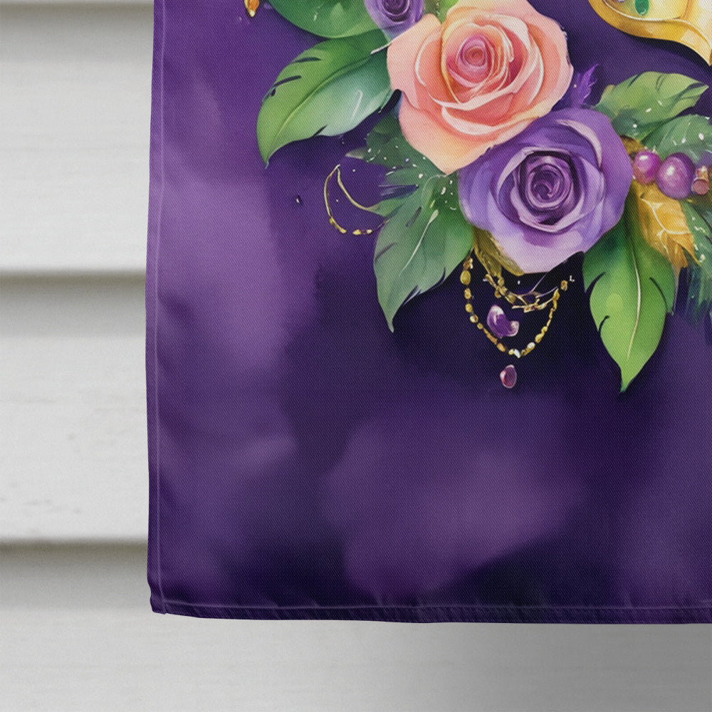 Wreath Mardi Gras House Flag 28x40 Porch Sleeve Pole Decorative Outside Yard Banner Artwork Wall Hanging, Polyester