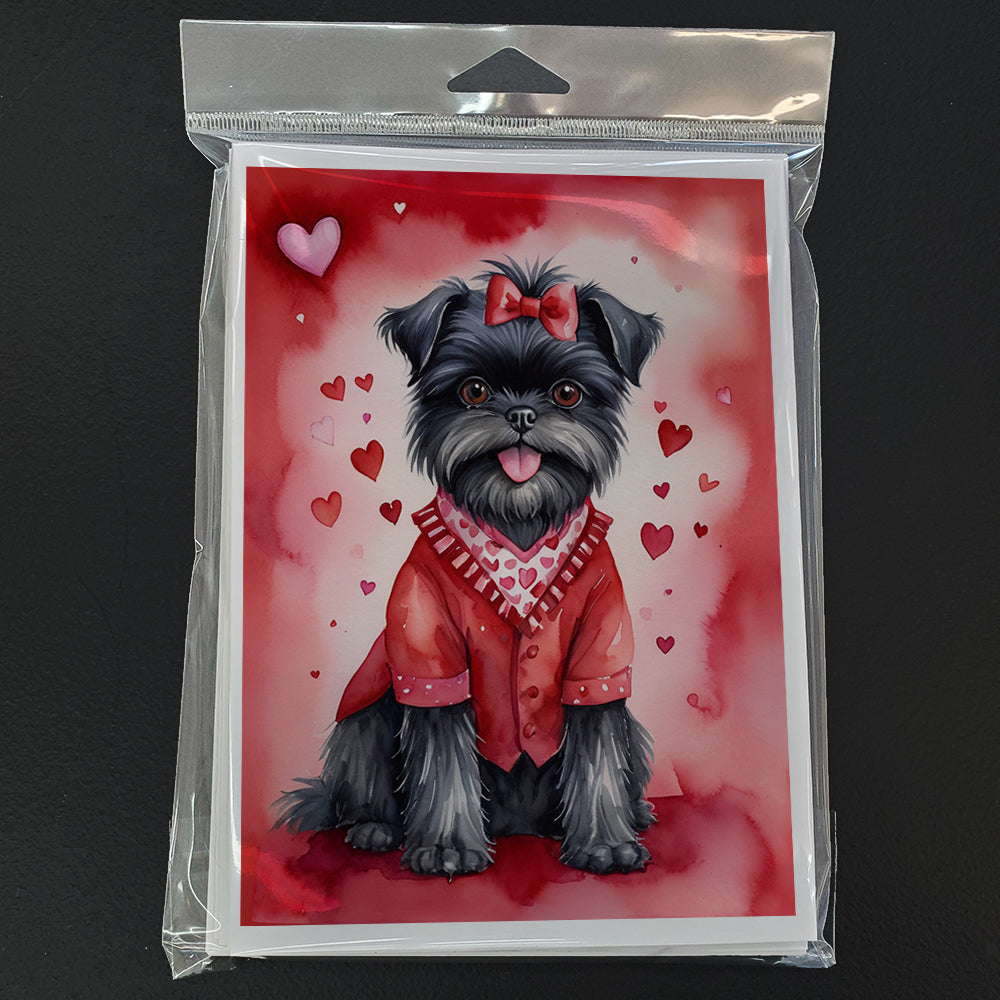 Affenpinscher My Valentine Greeting Cards Pack of 8 Blank Cards with Envelopes Whimsical A7 Size 5x7