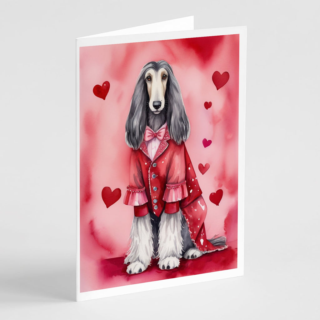 Afghan Hound My Valentine Greeting Cards Pack of 8 Blank Cards with Envelopes Whimsical A7 Size 5x7