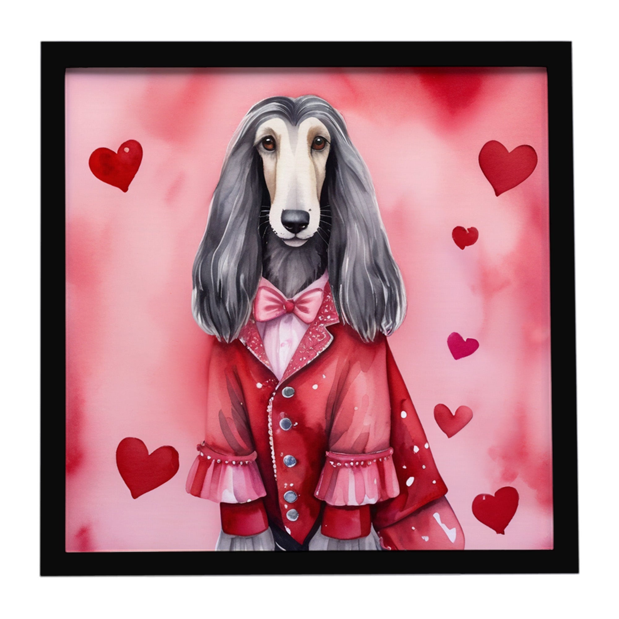 Afghan Hound My Valentine Framed Metal Print Bathroom, Kitchen, Office, Home Decor Wall Art Ready to Hang, Square, 8X8