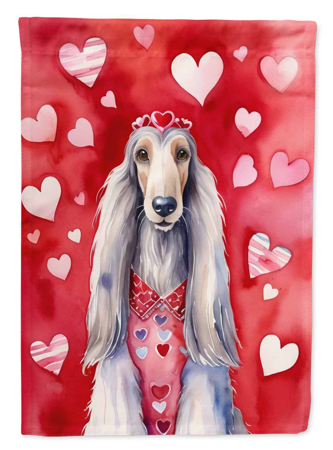 Afghan Hound My Valentine House Flag 28x40 Porch Sleeve Pole Decorative Outside Yard Banner Artwork Wall Hanging, Polyester
