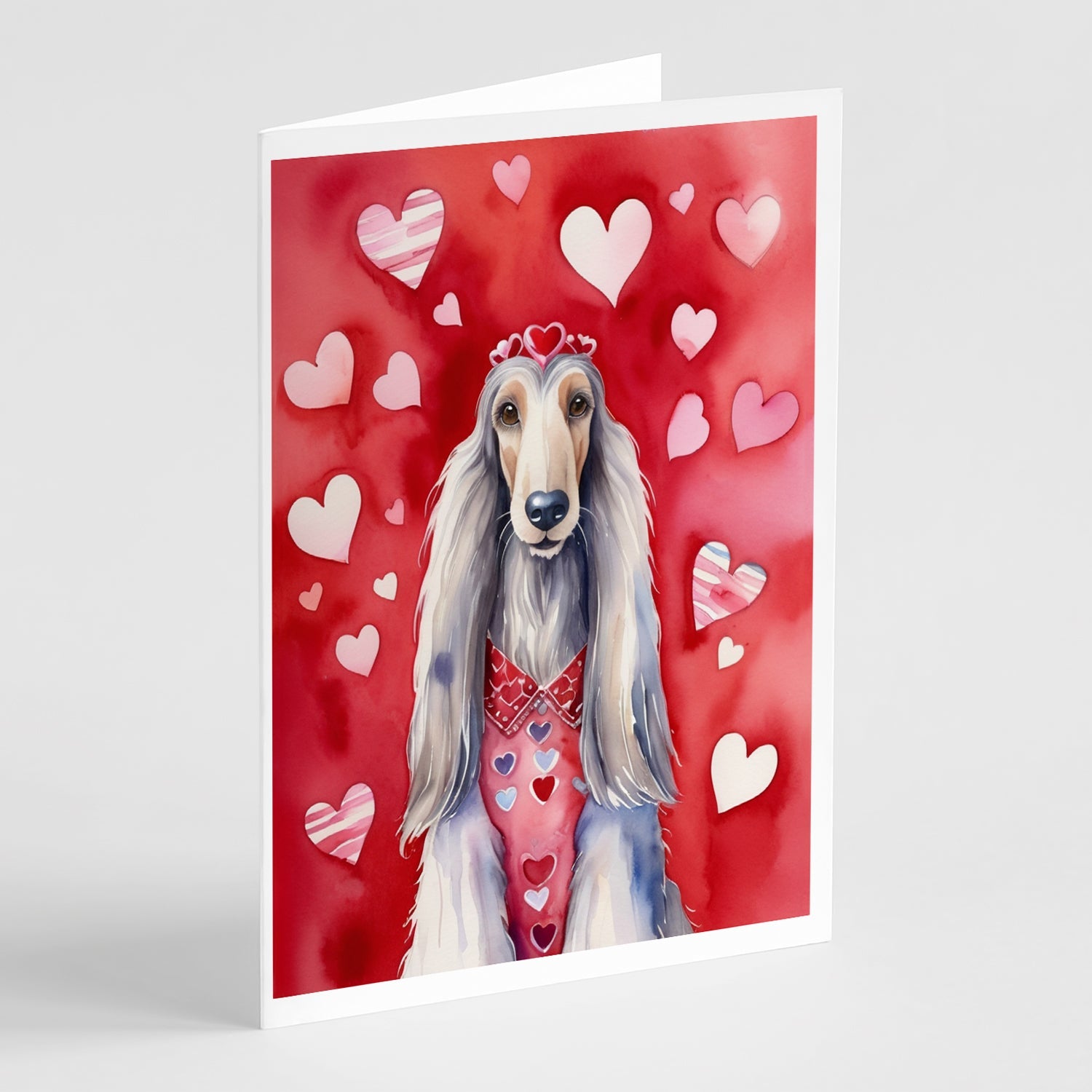 Afghan Hound My Valentine Greeting Cards Pack of 8 Blank Cards with Envelopes Whimsical A7 Size 5x7