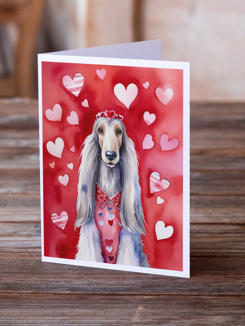 Afghan Hound My Valentine Greeting Cards Pack of 8 Blank Cards with Envelopes Whimsical A7 Size 5x7