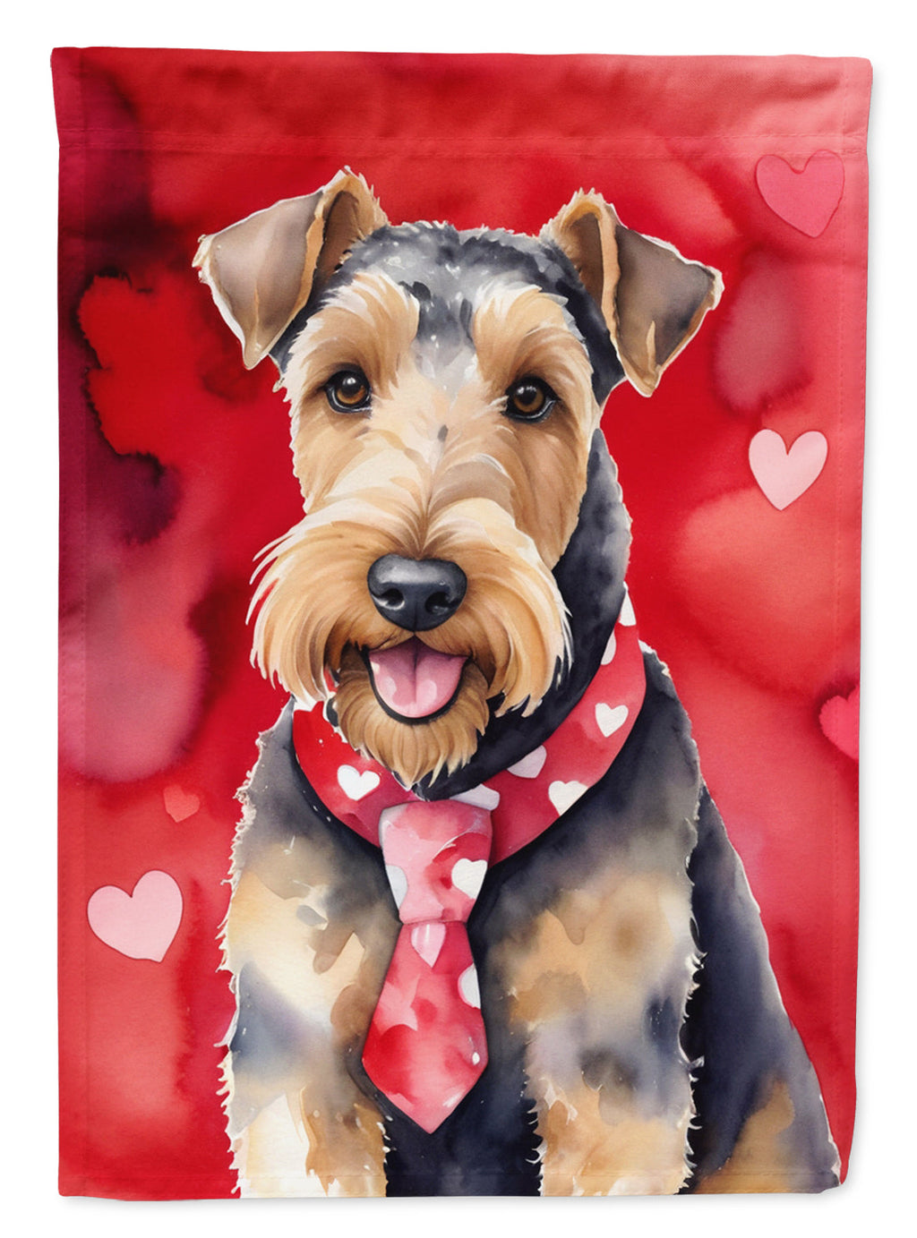 Airedale Terrier My Valentine House Flag 28x40 Porch Sleeve Pole Decorative Outside Yard Banner Artwork Wall Hanging, Polyester