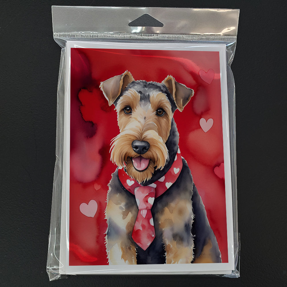Airedale Terrier My Valentine Greeting Cards Pack of 8 Blank Cards with Envelopes Whimsical A7 Size 5x7