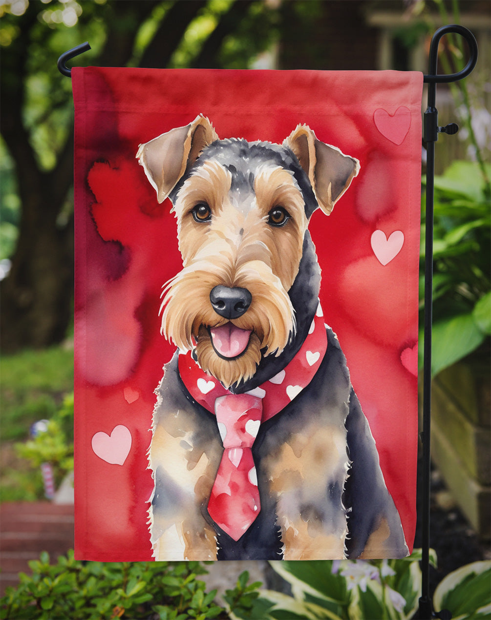 Airedale Terrier My Valentine Garden Flag Mailbox Decorative Yard Banner Outside Patio Artwork for Flower Beds, Garden Size, Multicolor