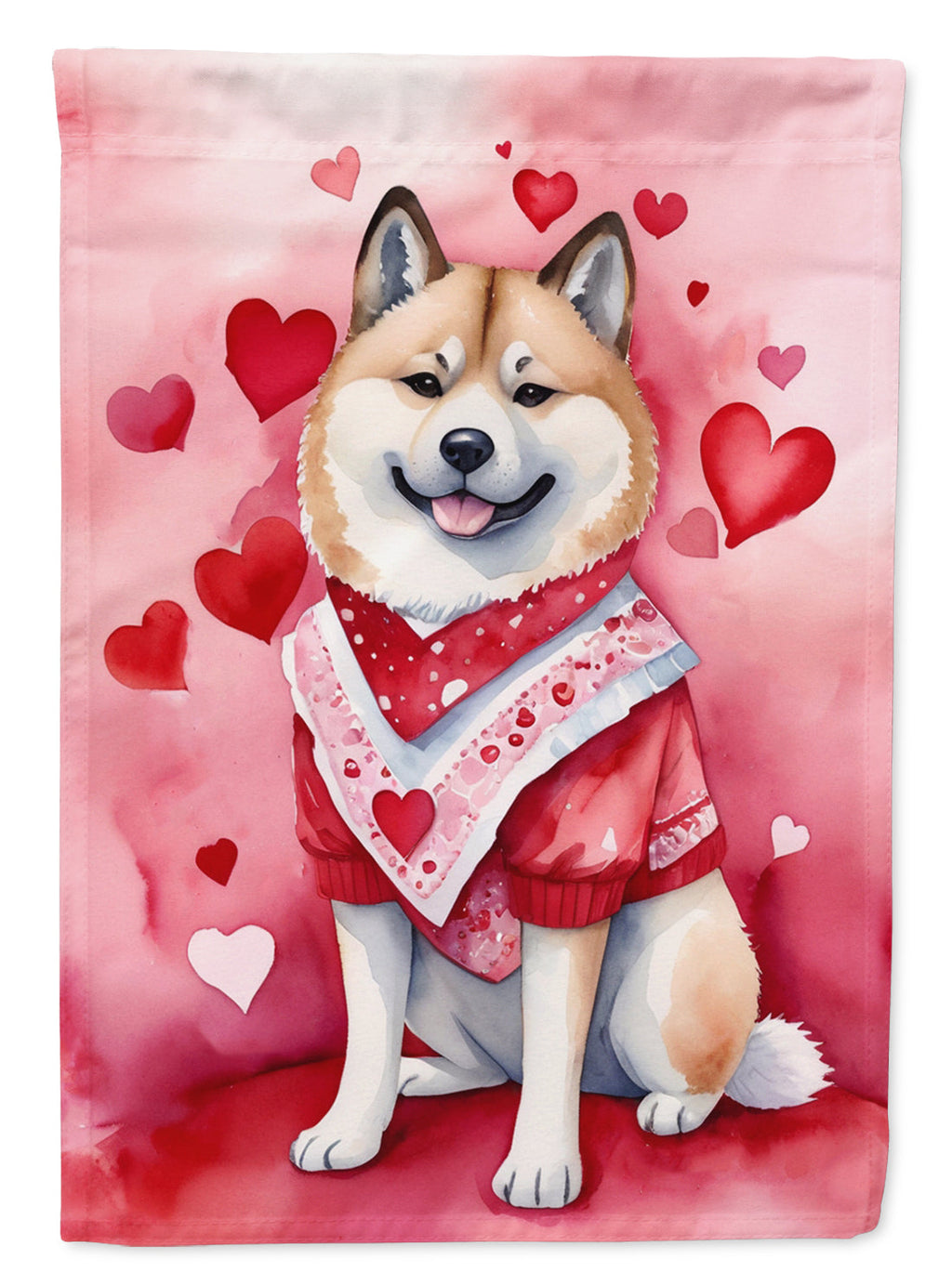 Akita My Valentine House Flag 28x40 Porch Sleeve Pole Decorative Outside Yard Banner Artwork Wall Hanging, Polyester