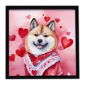 Akita My Valentine Framed Metal Print Bathroom, Kitchen, Office, Home Decor Wall Art Ready to Hang, Square, 8X8
