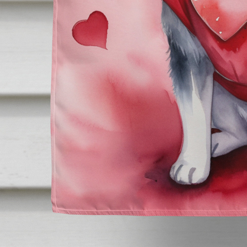 Alaskan Klee Kai My Valentine House Flag 28x40 Porch Sleeve Pole Decorative Outside Yard Banner Artwork Wall Hanging, Polyester