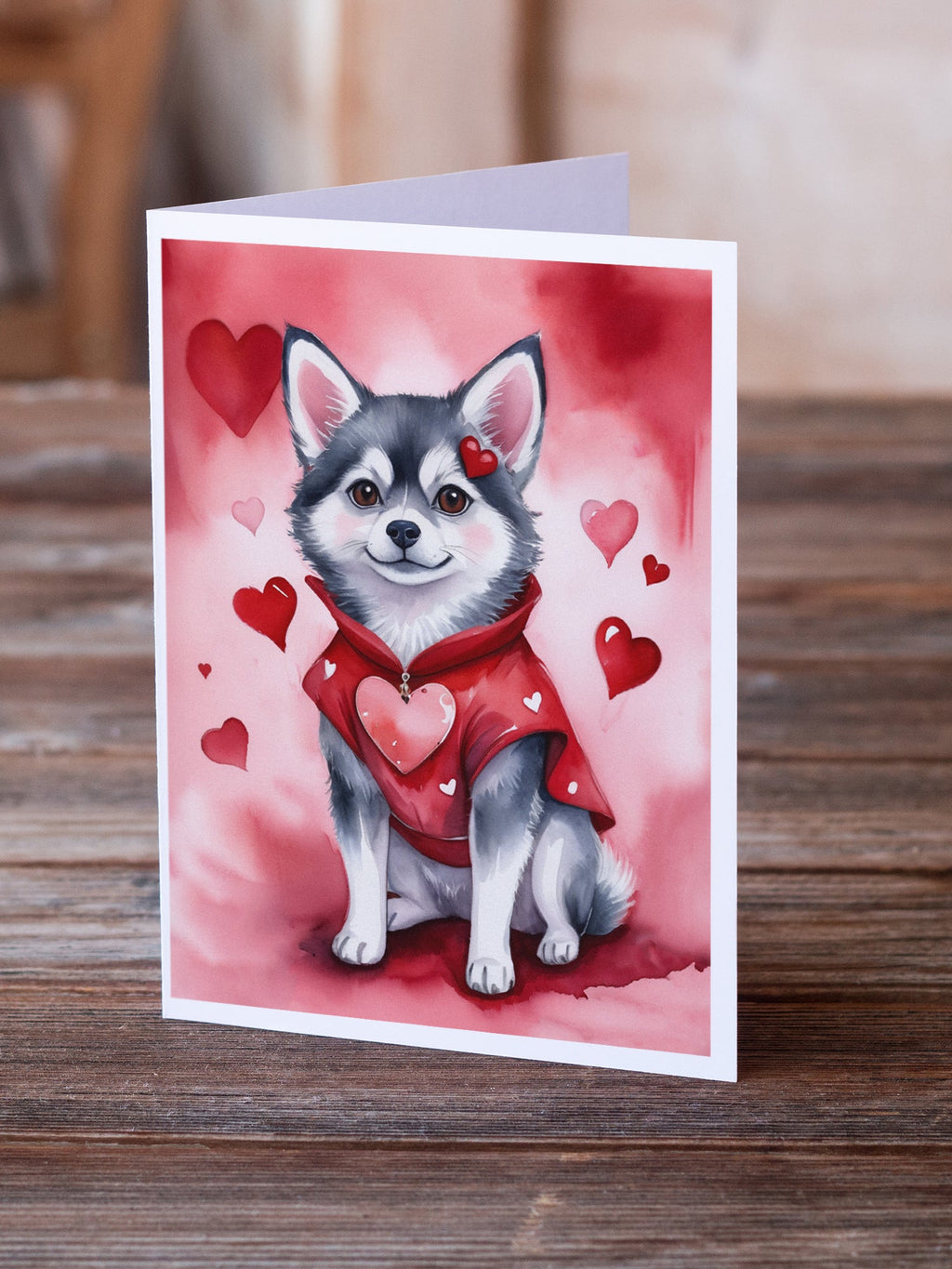 Alaskan Klee Kai My Valentine Greeting Cards Pack of 8 Blank Cards with Envelopes Whimsical A7 Size 5x7