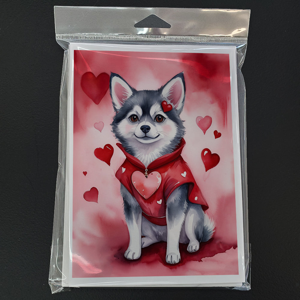 Alaskan Klee Kai My Valentine Greeting Cards Pack of 8 Blank Cards with Envelopes Whimsical A7 Size 5x7