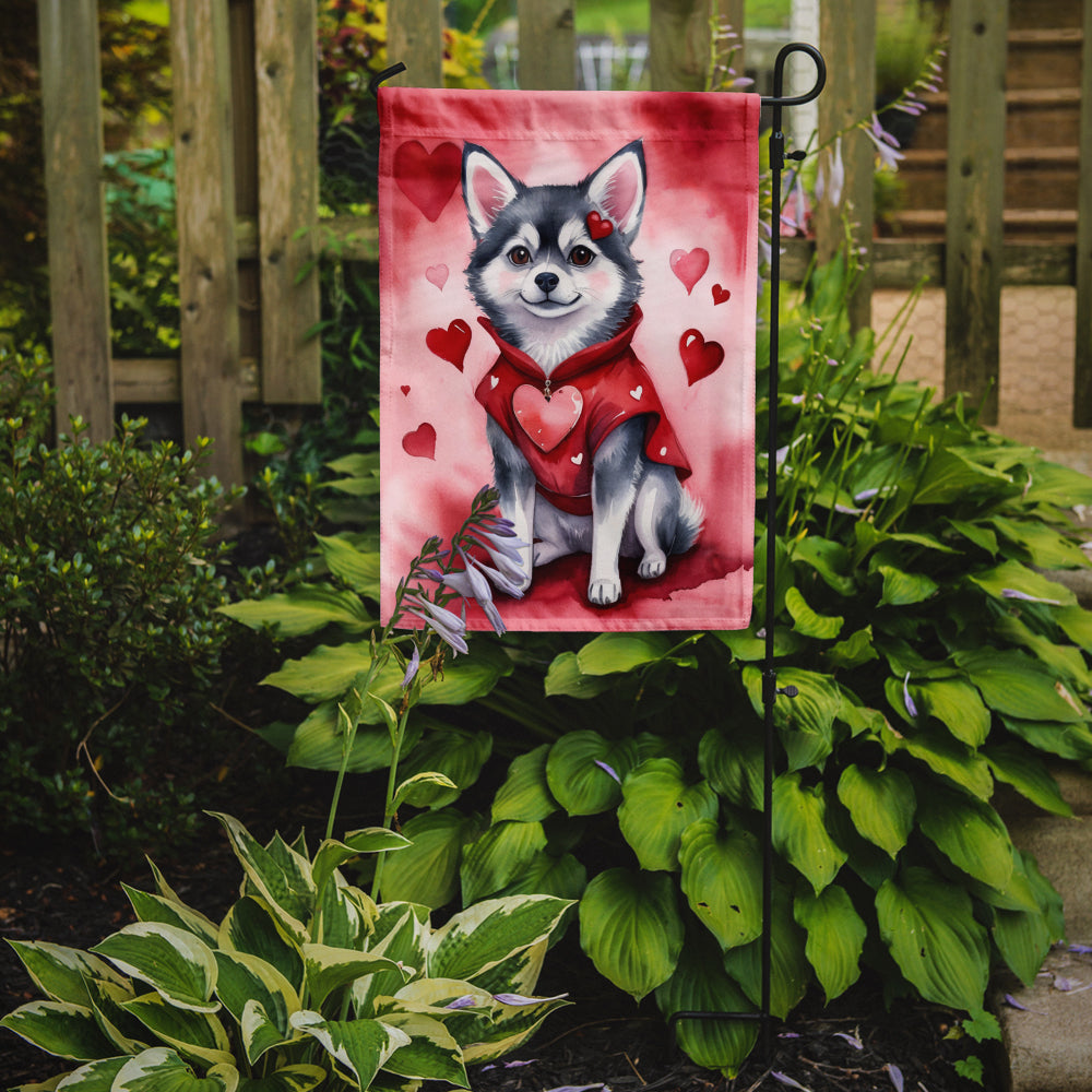 Alaskan Klee Kai My Valentine Garden Flag Mailbox Decorative Yard Banner Outside Patio Artwork for Flower Beds, Garden Size, Multicolor