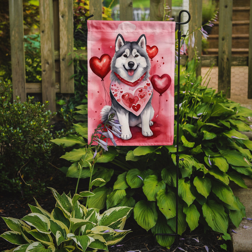 Alaskan Malamute My Valentine Garden Flag Mailbox Decorative Yard Banner Outside Patio Artwork for Flower Beds, Garden Size, Multicolor