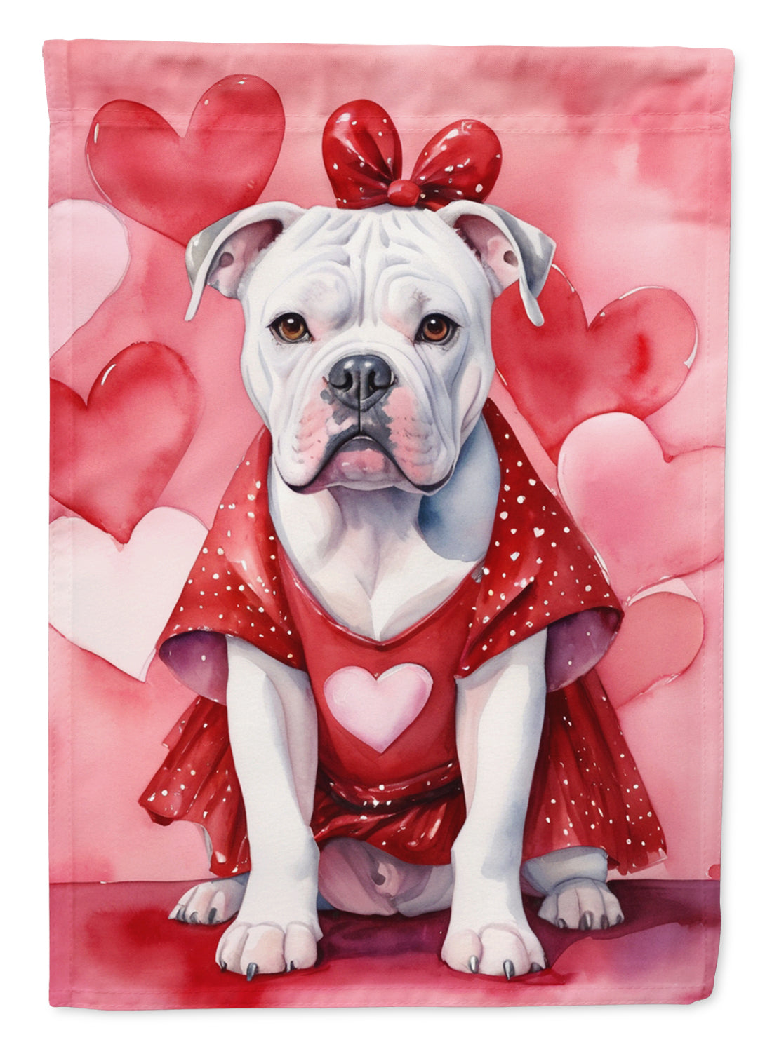 American Bulldog My Valentine Garden Flag Mailbox Decorative Yard Banner Outside Patio Artwork for Flower Beds, Garden Size, Multicolor