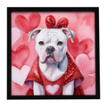 American Bulldog My Valentine Framed Metal Print Bathroom, Kitchen, Office, Home Decor Wall Art Ready to Hang, Square, 8X8