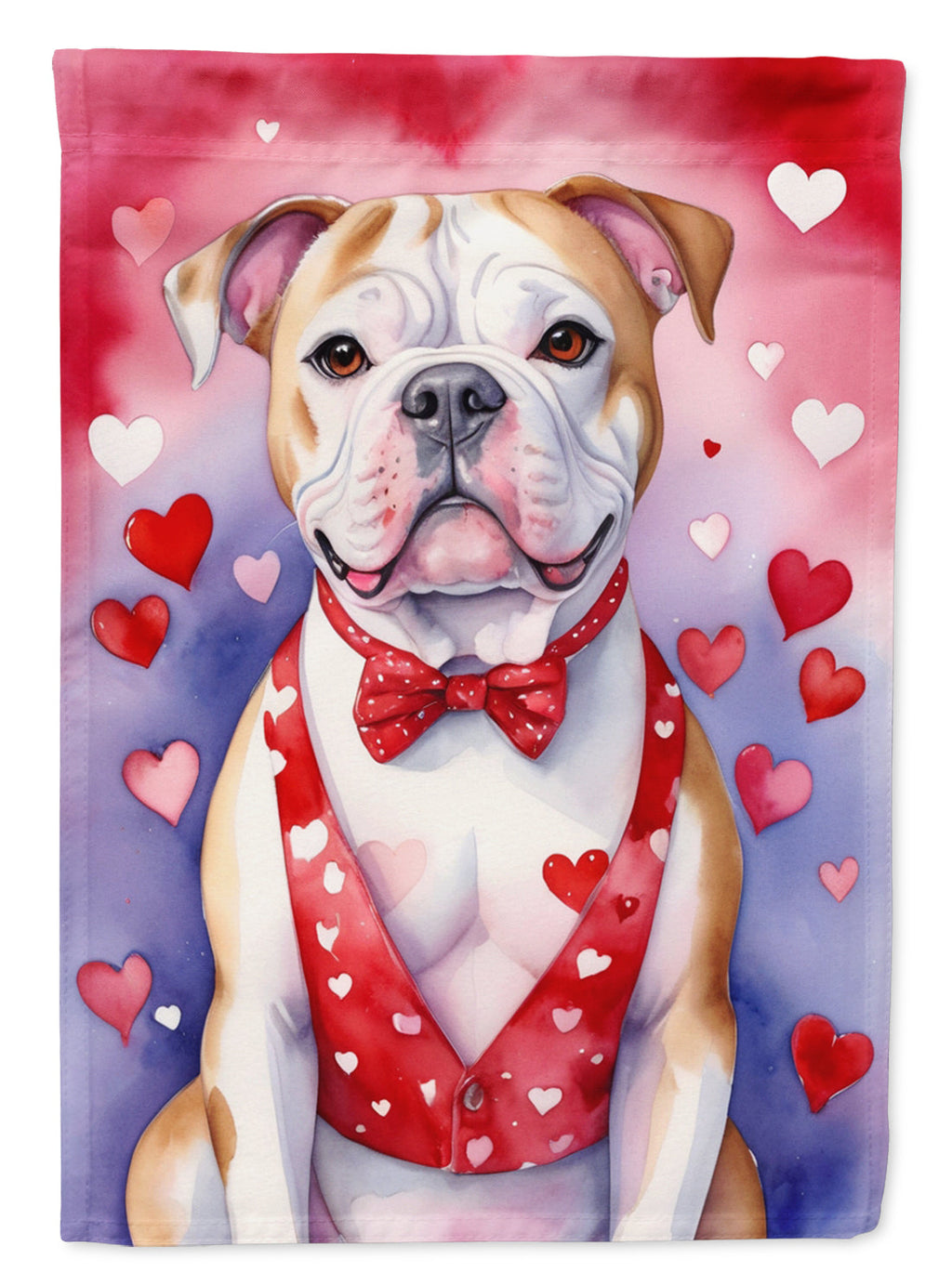 American Bulldog My Valentine Garden Flag Mailbox Decorative Yard Banner Outside Patio Artwork for Flower Beds, Garden Size, Multicolor