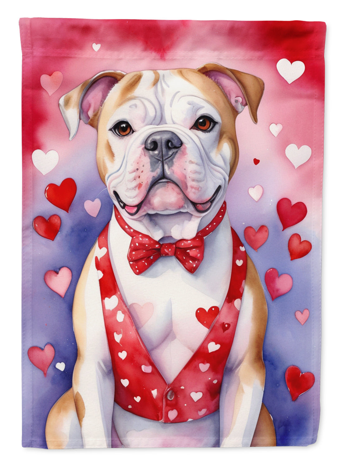American Bulldog My Valentine Garden Flag Mailbox Decorative Yard Banner Outside Patio Artwork for Flower Beds, Garden Size, Multicolor