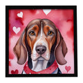 American English Coonhound My Valentine Framed Metal Print Bathroom, Kitchen, Office, Home Decor Wall Art Ready to Hang, Square, 8X8