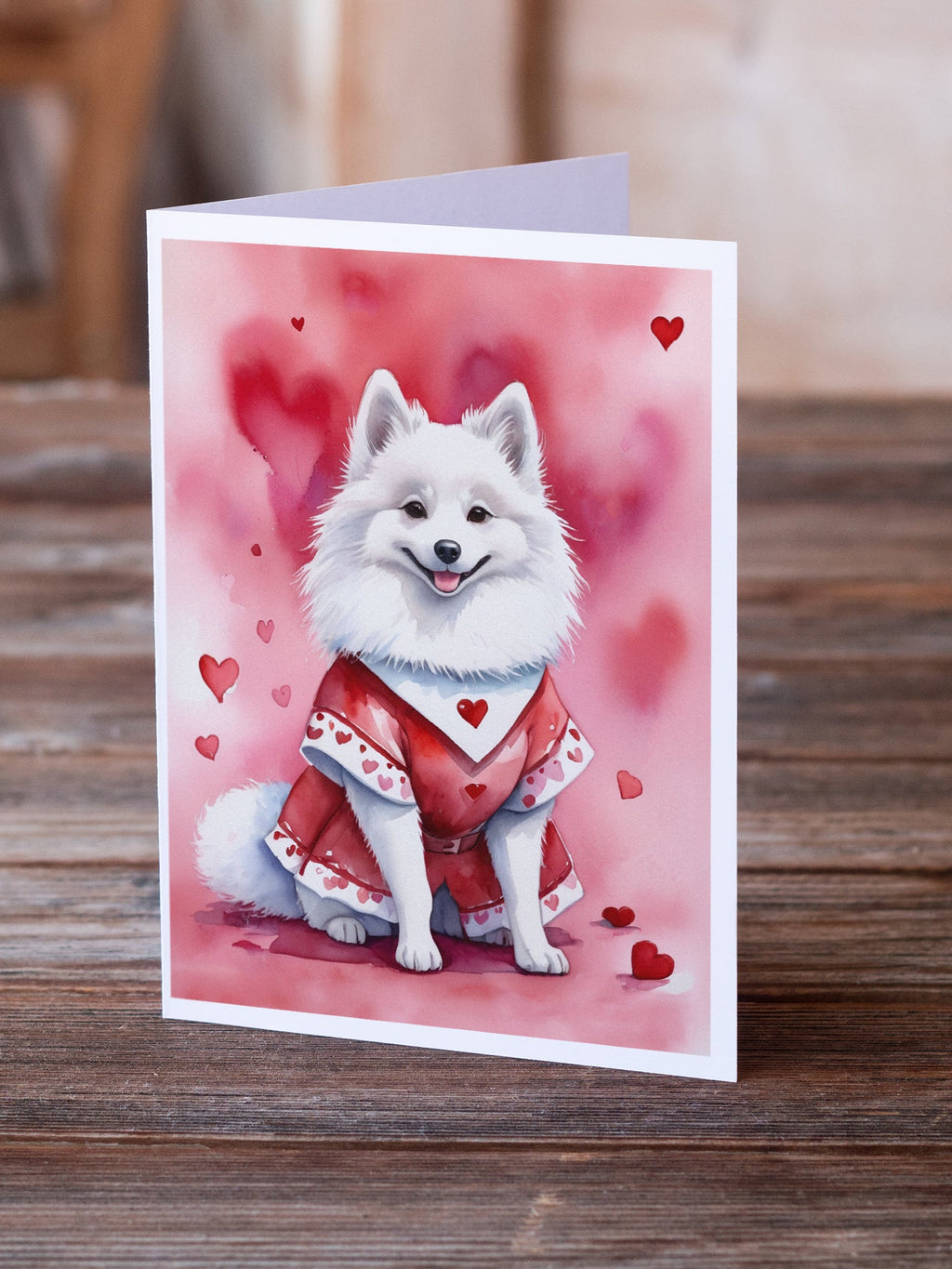 American Eskimo My Valentine Greeting Cards Pack of 8 Blank Cards with Envelopes Whimsical A7 Size 5x7