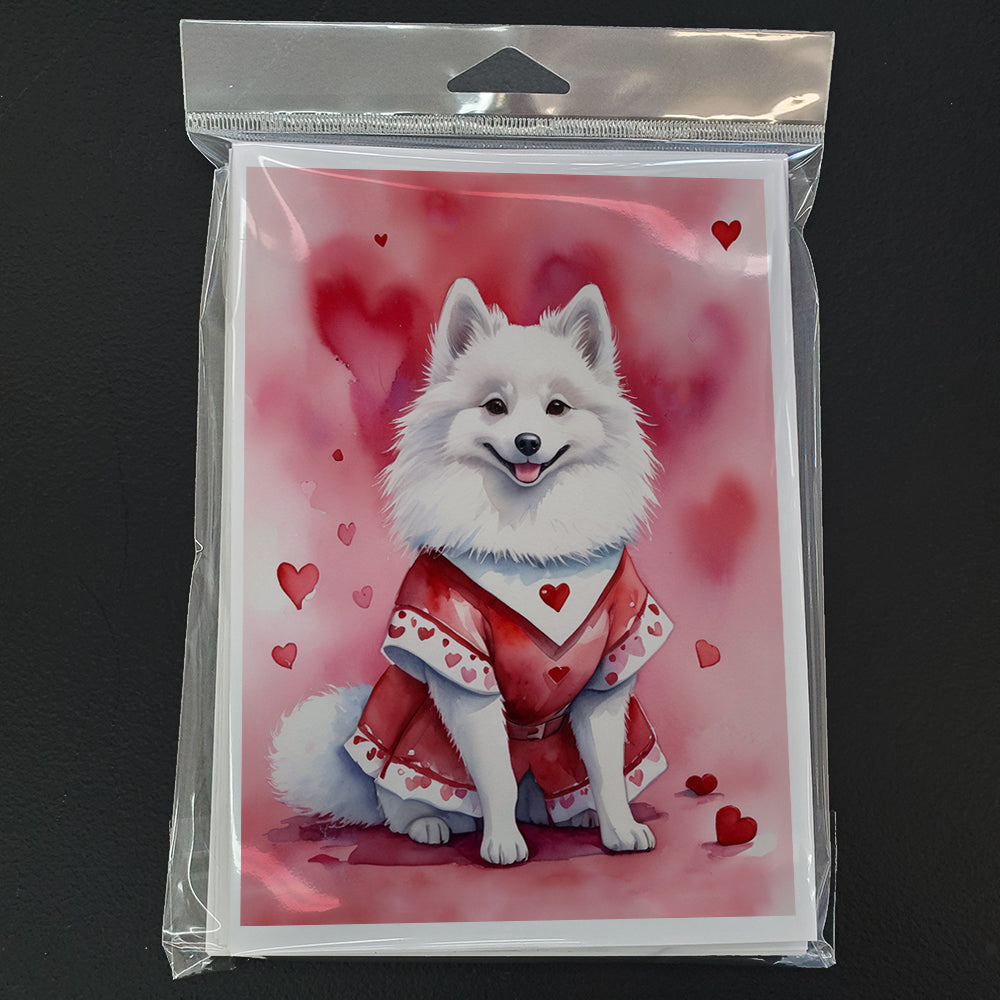 American Eskimo My Valentine Greeting Cards Pack of 8 Blank Cards with Envelopes Whimsical A7 Size 5x7