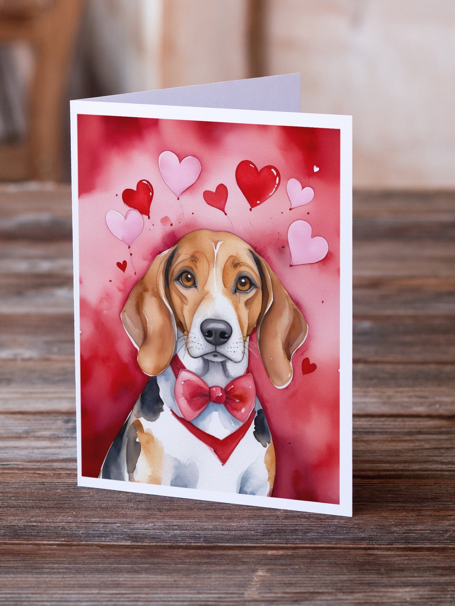 American Foxhound My Valentine Greeting Cards Pack of 8 Blank Cards with Envelopes Whimsical A7 Size 5x7