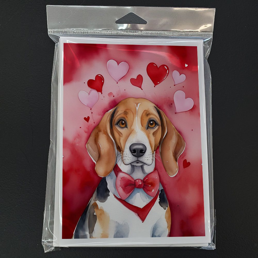 American Foxhound My Valentine Greeting Cards Pack of 8 Blank Cards with Envelopes Whimsical A7 Size 5x7
