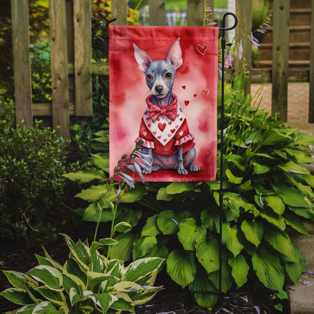 American Hairless Terrier My Valentine Garden Flag Mailbox Decorative Yard Banner Outside Patio Artwork for Flower Beds, Garden Size, Multicolor