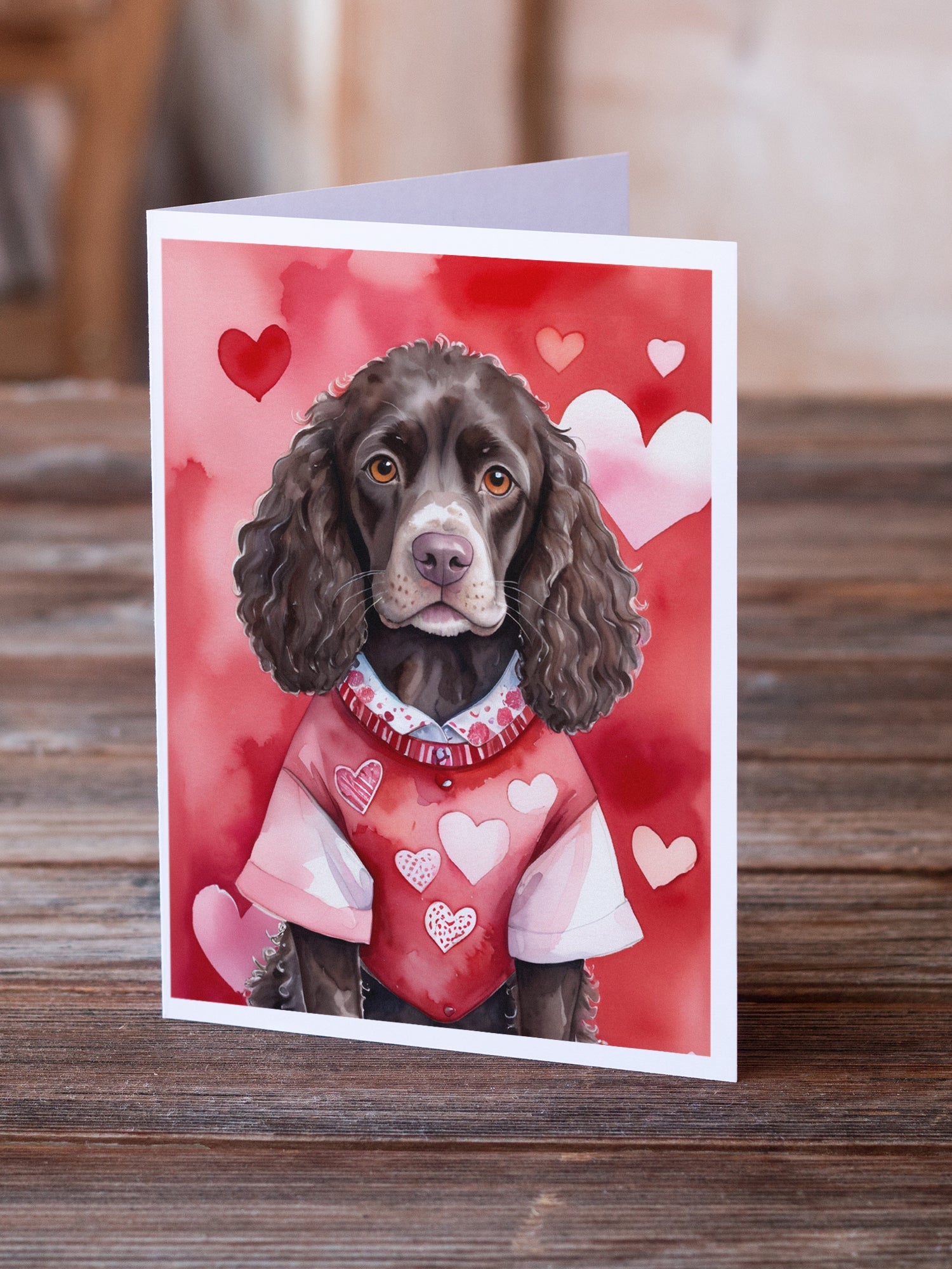 American Water Spaniel My Valentine Greeting Cards Pack of 8 Blank Cards with Envelopes Whimsical A7 Size 5x7