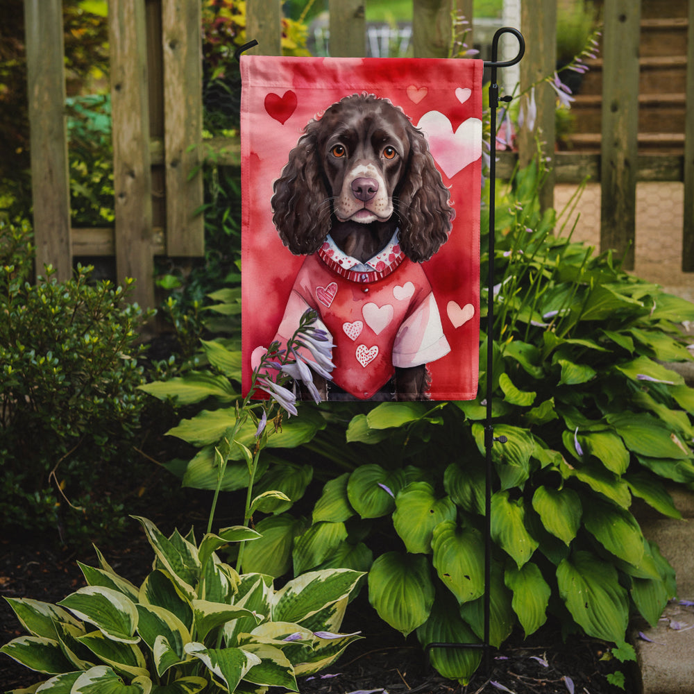 American Water Spaniel My Valentine Garden Flag Mailbox Decorative Yard Banner Outside Patio Artwork for Flower Beds, Garden Size, Multicolor