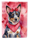 Australian Cattle Dog My Valentine House Flag 28x40 Porch Sleeve Pole Decorative Outside Yard Banner Artwork Wall Hanging, Polyester